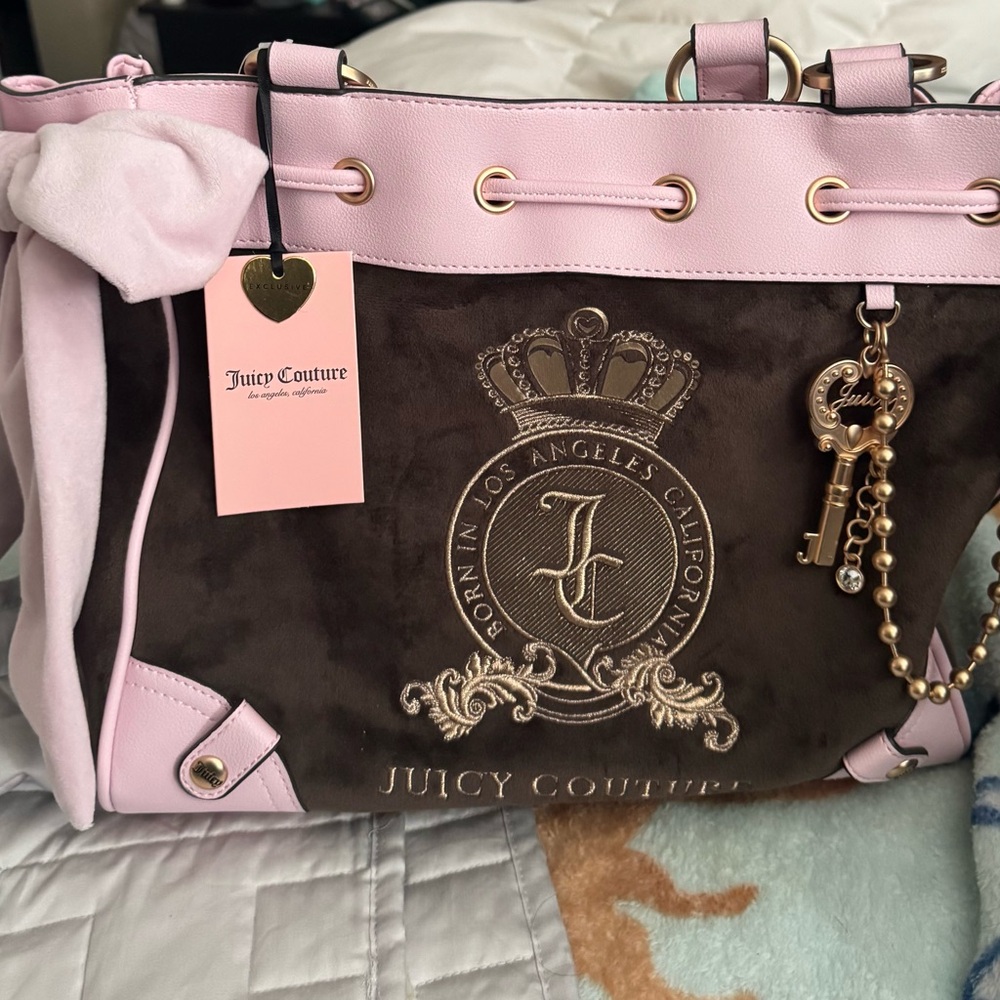 Juicy Couture Pink and Brown Shoulder Bag